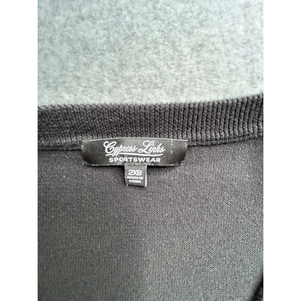 Cypress Links Sportswear Mens 2XB Black Argyle V-Neck Cotton Sweater Vest